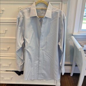 Men's Light Blue Dress Shirt - Classic Collared Long Sleeve